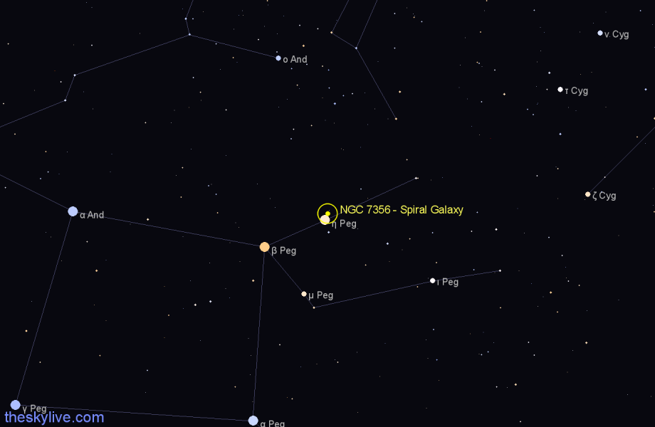 Finder chart NGC 7356 - Spiral Galaxy in Pegasus star