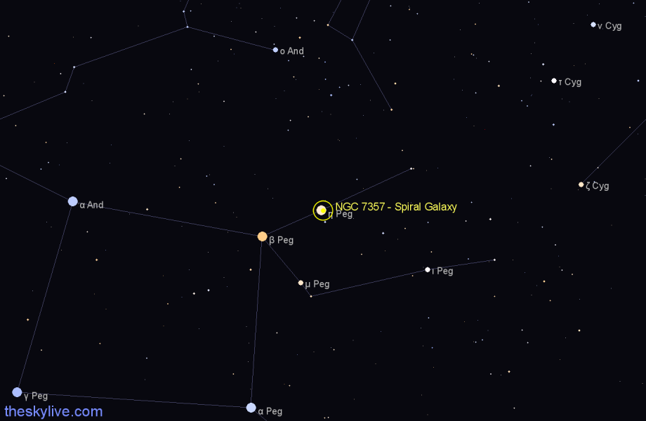 Finder chart NGC 7357 - Spiral Galaxy in Pegasus star