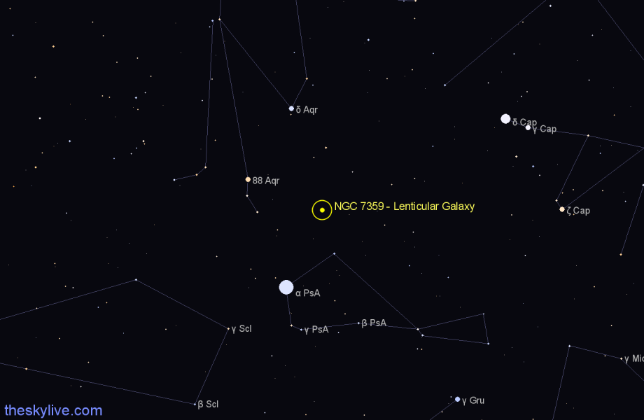 Finder chart NGC 7359 - Lenticular Galaxy in Aquarius star