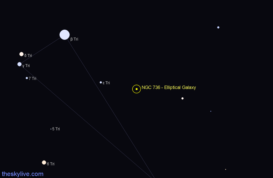 Finder chart NGC 736 - Elliptical Galaxy in Triangulum star