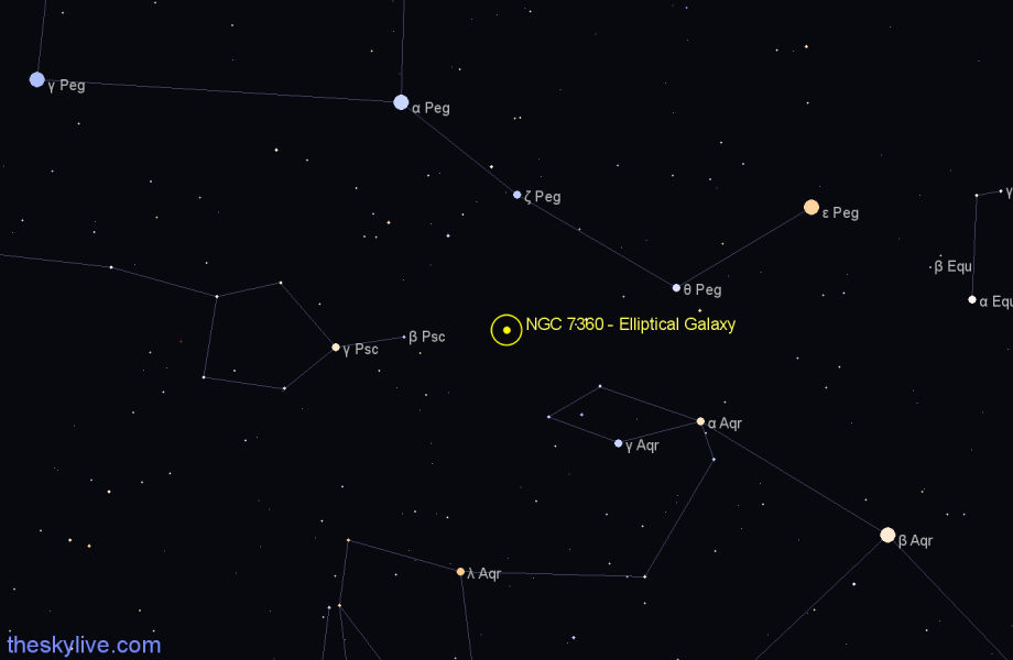 Finder chart NGC 7360 - Elliptical Galaxy in Pegasus star
