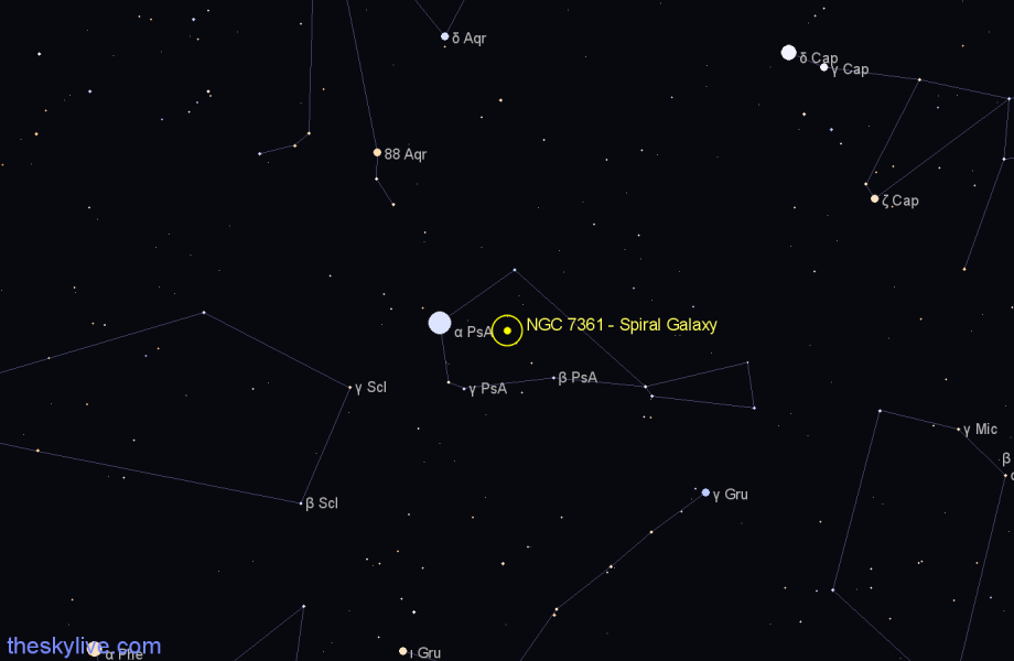 Finder chart NGC 7361 - Spiral Galaxy in Piscis Austrinus star