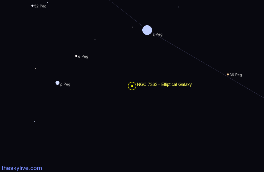 Finder chart NGC 7362 - Elliptical Galaxy in Pegasus star