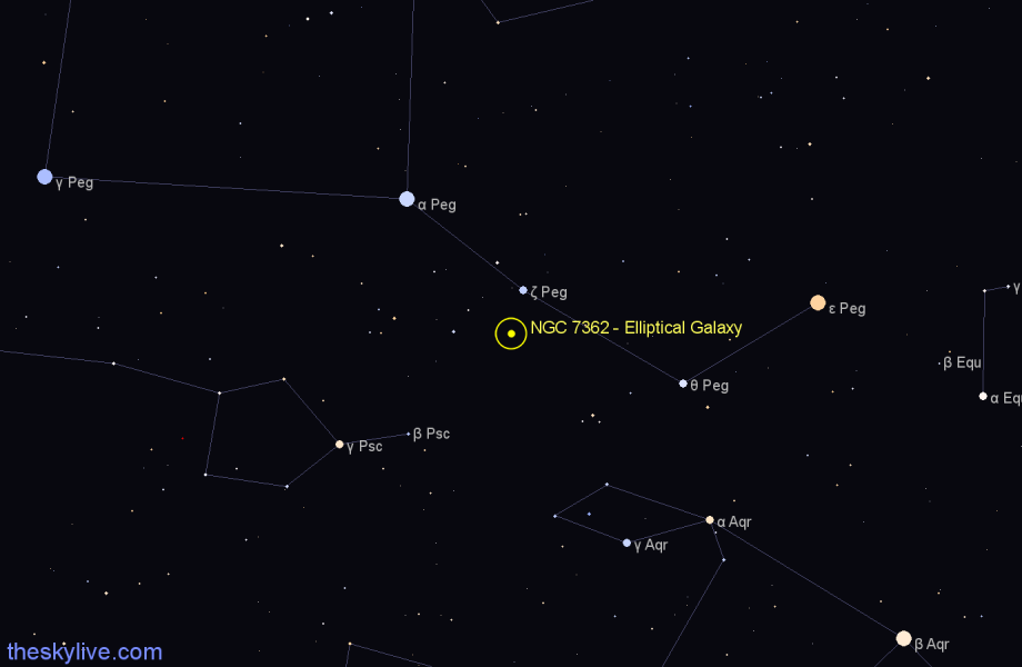 Finder chart NGC 7362 - Elliptical Galaxy in Pegasus star