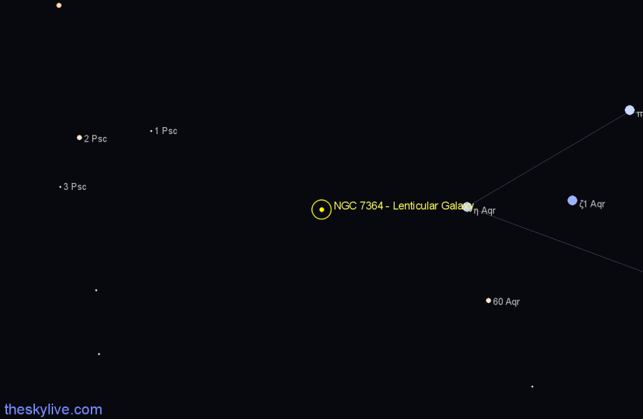 Finder chart NGC 7364 - Lenticular Galaxy in Aquarius star