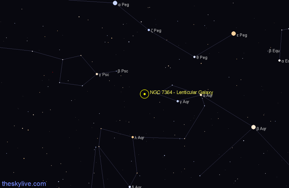 Finder chart NGC 7364 - Lenticular Galaxy in Aquarius star