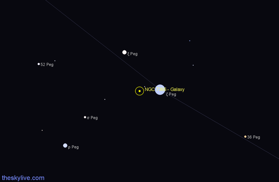 Finder chart NGC 7366 - Galaxy in Pegasus star