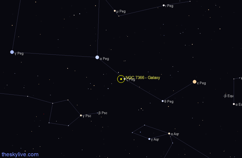 Finder chart NGC 7366 - Galaxy in Pegasus star