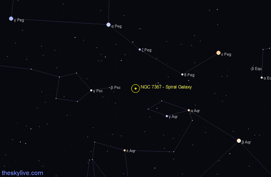 Finder chart NGC 7367 - Spiral Galaxy in Pegasus star