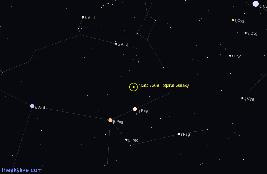 Finder chart NGC 7369 - Spiral Galaxy in Pegasus star