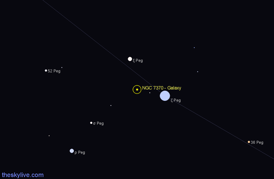 Finder chart NGC 7370 - Galaxy in Pegasus star