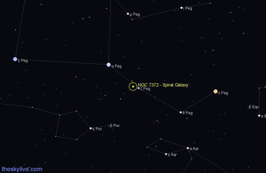 Finder chart NGC 7372 - Spiral Galaxy in Pegasus star