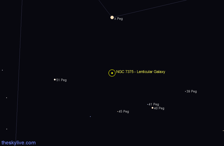 Finder chart NGC 7375 - Lenticular Galaxy in Pegasus star