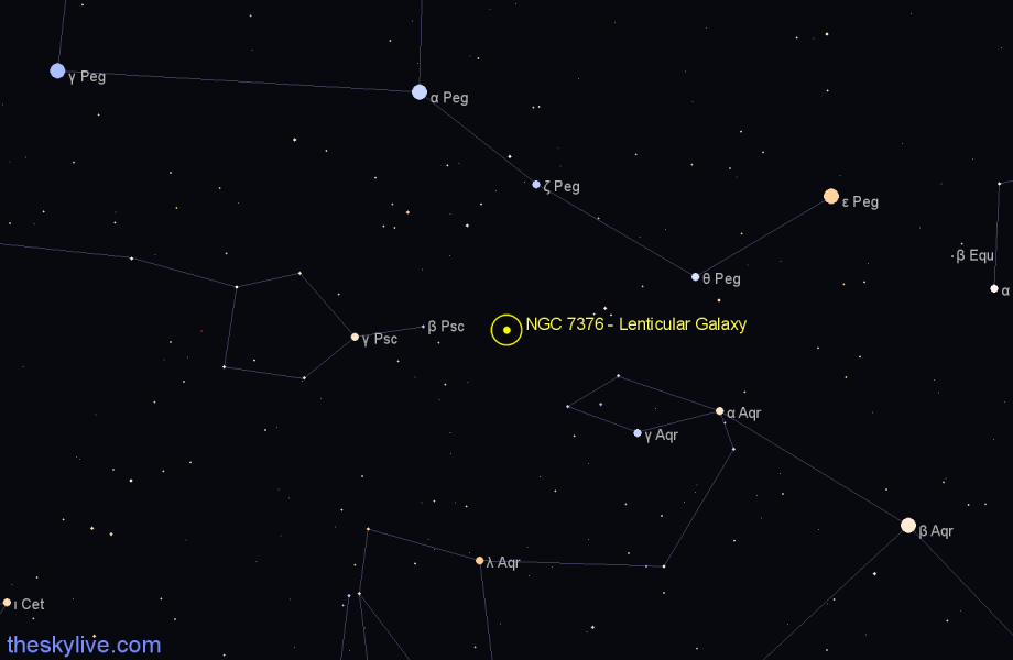 Finder chart NGC 7376 - Lenticular Galaxy in Pegasus star