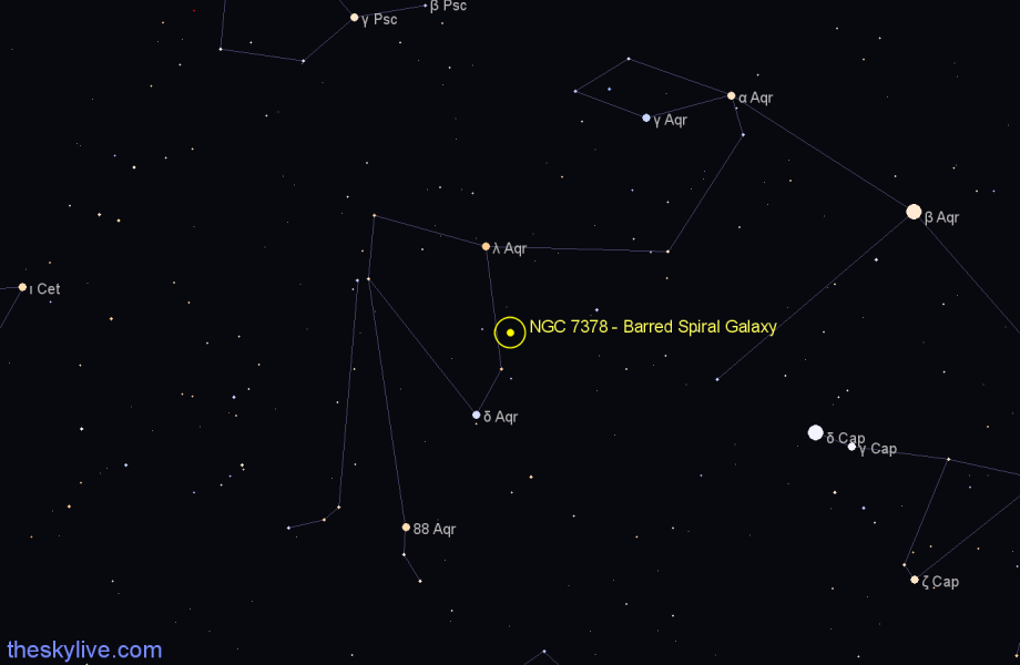 Finder chart NGC 7378 - Barred Spiral Galaxy in Aquarius star