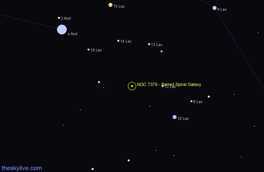 Finder chart NGC 7379 - Barred Spiral Galaxy in Lacerta star