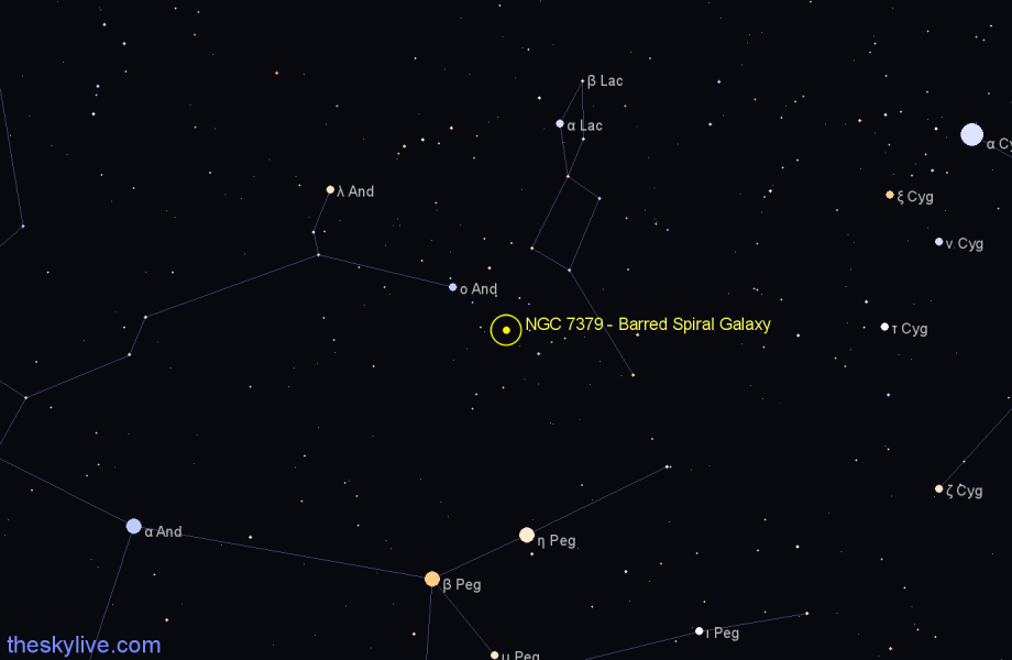 Finder chart NGC 7379 - Barred Spiral Galaxy in Lacerta star