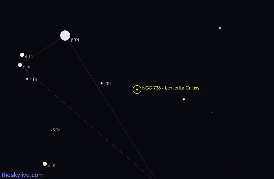 Finder chart NGC 738 - Lenticular Galaxy in Triangulum star