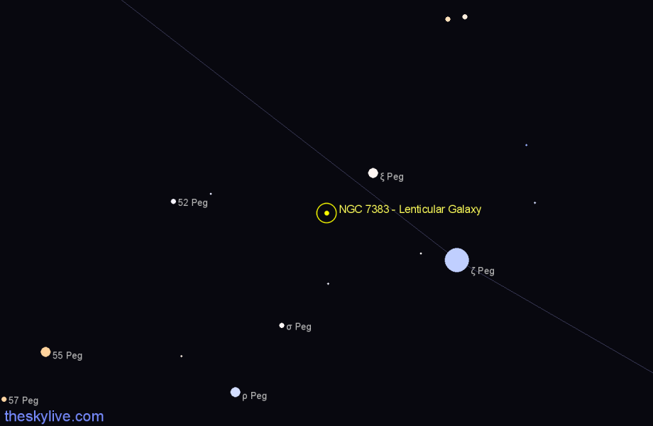 Finder chart NGC 7383 - Lenticular Galaxy in Pegasus star