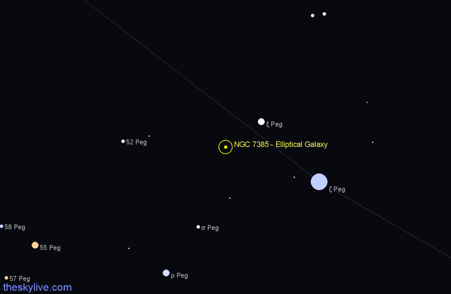 Finder chart NGC 7385 - Elliptical Galaxy in Pegasus star