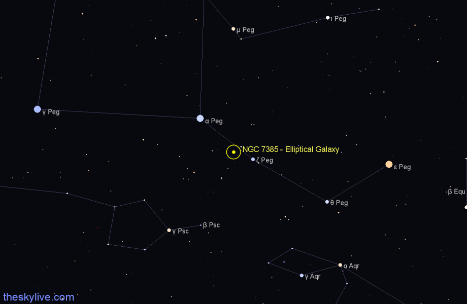 Finder chart NGC 7385 - Elliptical Galaxy in Pegasus star
