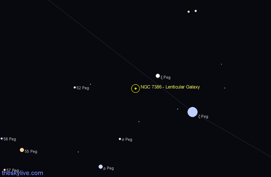 Finder chart NGC 7386 - Lenticular Galaxy in Pegasus star