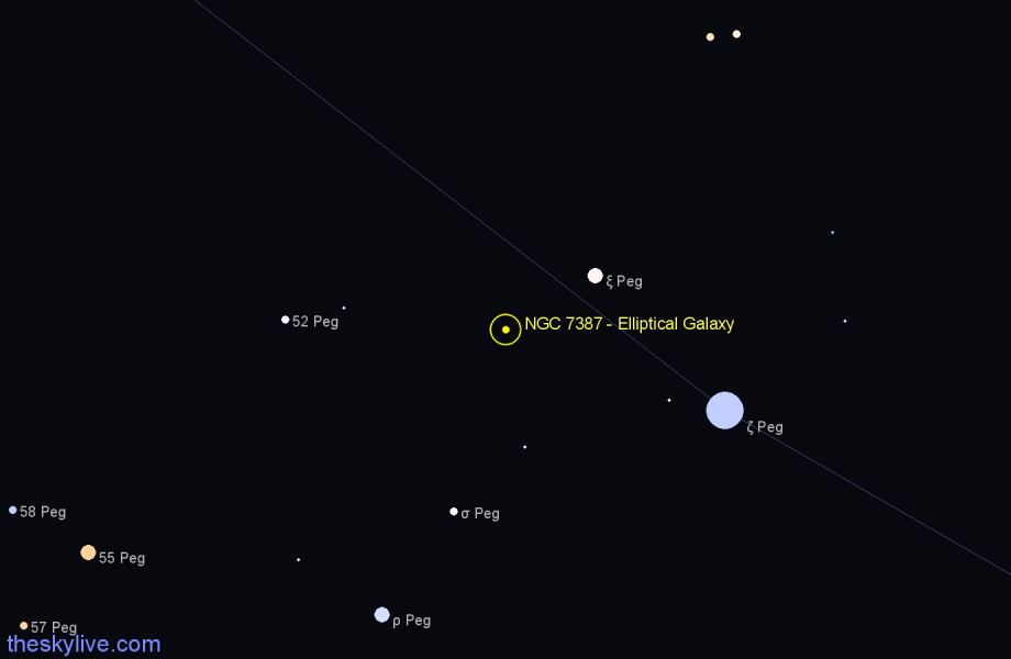 Finder chart NGC 7387 - Elliptical Galaxy in Pegasus star