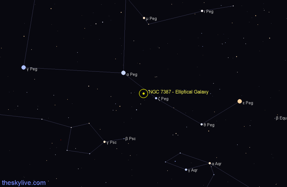 Finder chart NGC 7387 - Elliptical Galaxy in Pegasus star