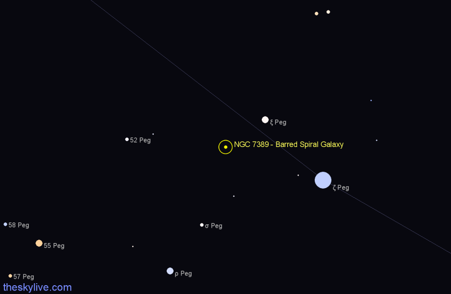 Finder chart NGC 7389 - Barred Spiral Galaxy in Pegasus star