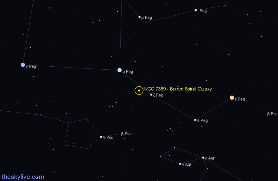 Finder chart NGC 7389 - Barred Spiral Galaxy in Pegasus star