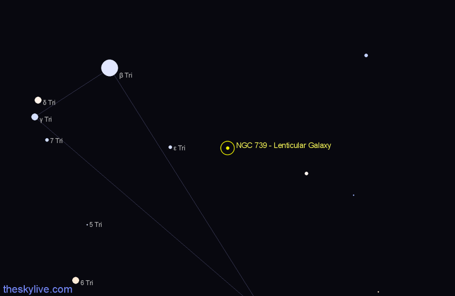 Finder chart NGC 739 - Lenticular Galaxy in Triangulum star