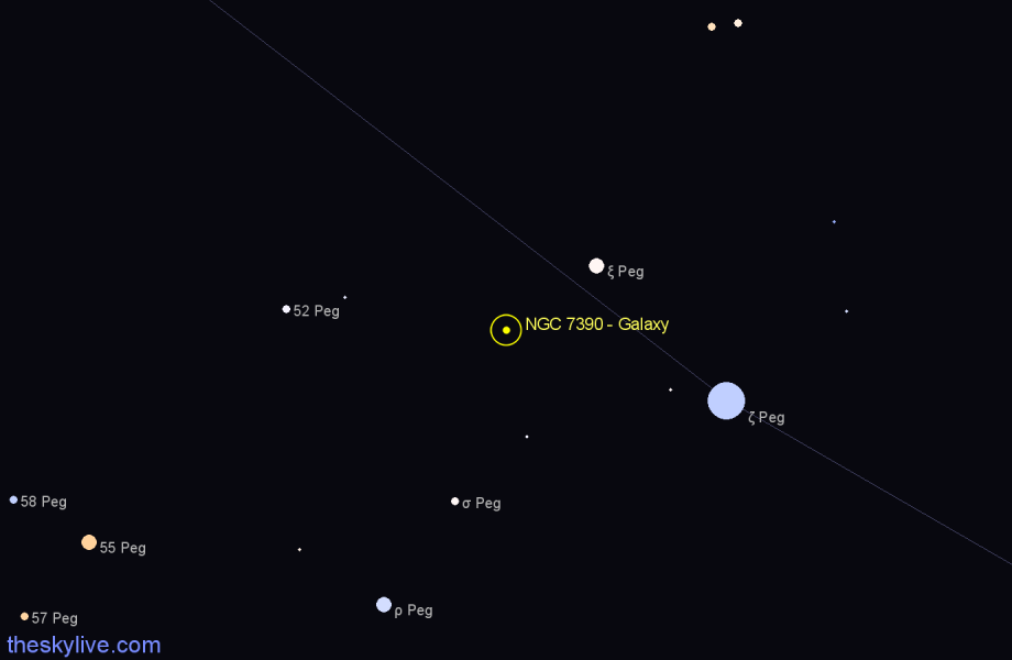 Finder chart NGC 7390 - Galaxy in Pegasus star