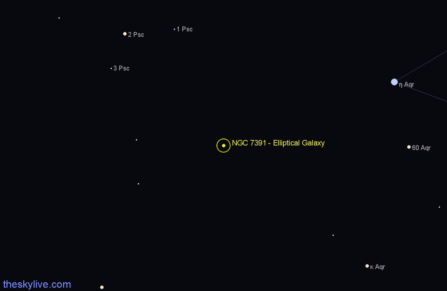 Finder chart NGC 7391 - Elliptical Galaxy in Pisces star