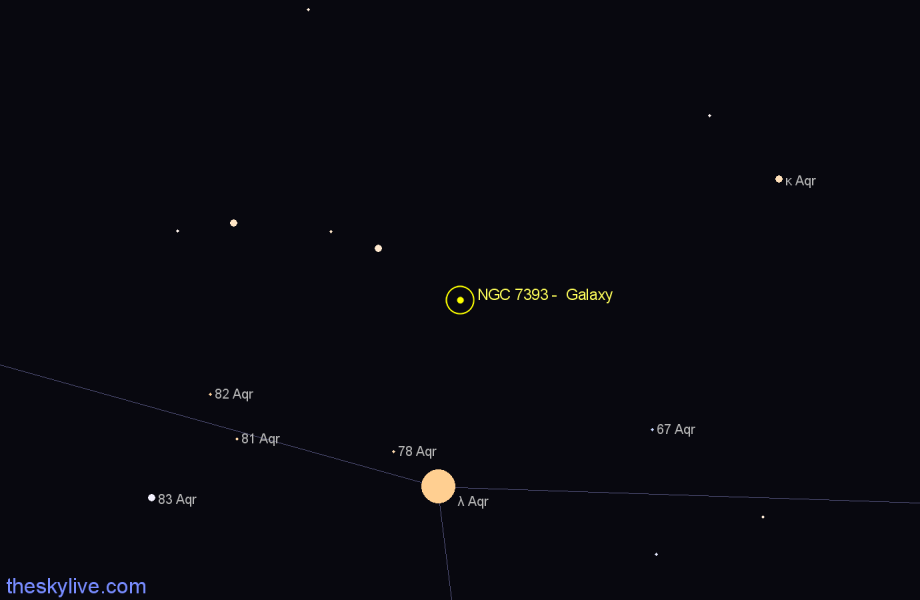 Finder chart NGC 7393 -  Galaxy in Aquarius star