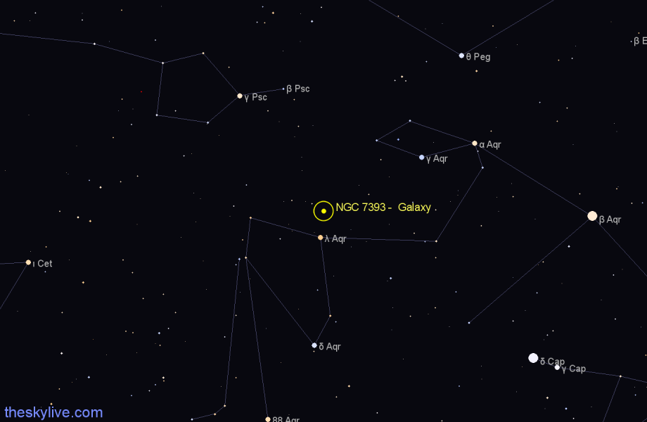 Finder chart NGC 7393 -  Galaxy in Aquarius star