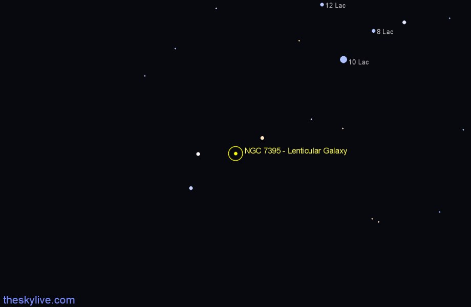 Finder chart NGC 7395 - Lenticular Galaxy in Lacerta star