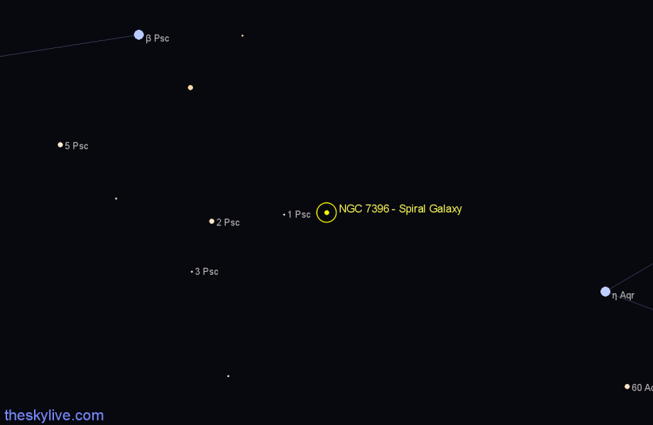 Finder chart NGC 7396 - Spiral Galaxy in Pisces star