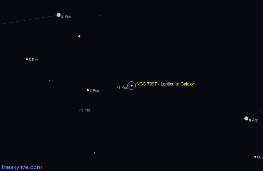 Finder chart NGC 7397 - Lenticular Galaxy in Pisces star