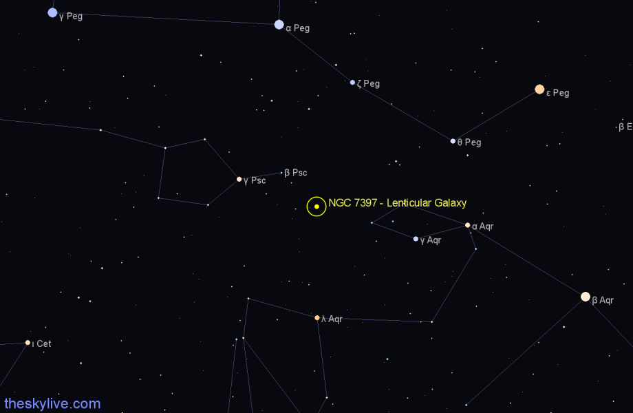 Finder chart NGC 7397 - Lenticular Galaxy in Pisces star