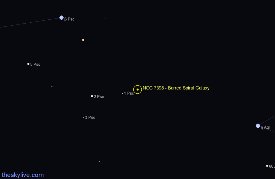 Finder chart NGC 7398 - Barred Spiral Galaxy in Pisces star