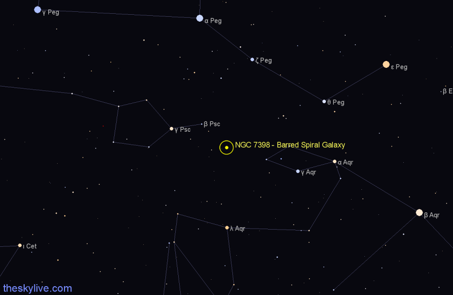 Finder chart NGC 7398 - Barred Spiral Galaxy in Pisces star