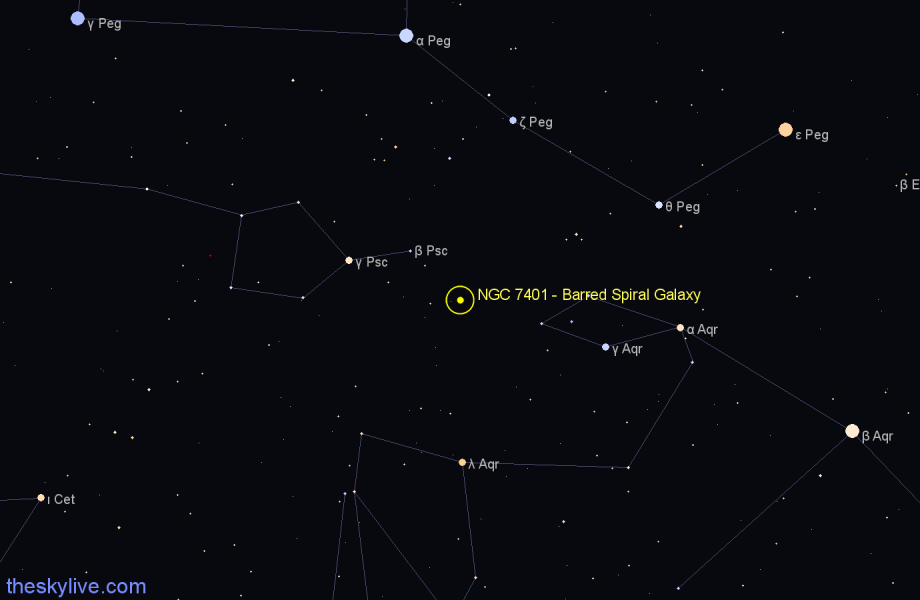 Finder chart NGC 7401 - Barred Spiral Galaxy in Pisces star