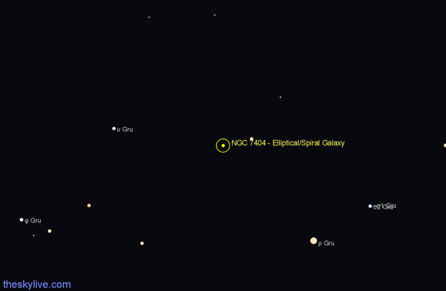 Finder chart NGC 7404 - Elliptical/Spiral Galaxy in Grus star