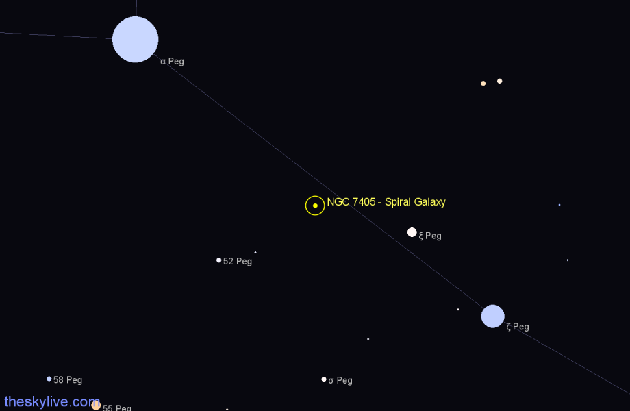 Finder chart NGC 7405 - Spiral Galaxy in Pegasus star