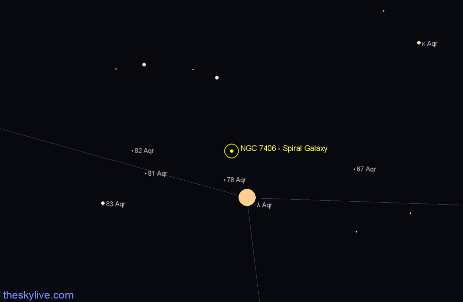 Finder chart NGC 7406 - Spiral Galaxy in Aquarius star