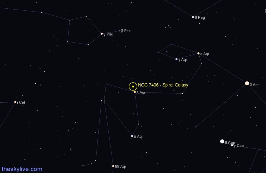 Finder chart NGC 7406 - Spiral Galaxy in Aquarius star