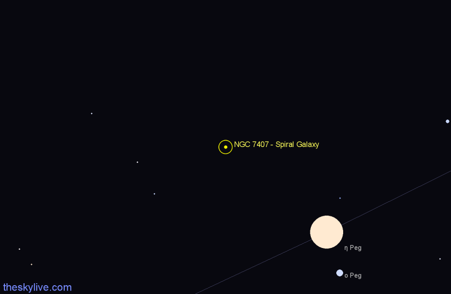 Finder chart NGC 7407 - Spiral Galaxy in Pegasus star