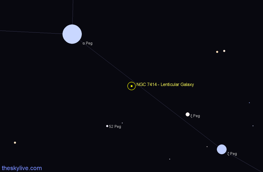 Finder chart NGC 7414 - Lenticular Galaxy in Pegasus star