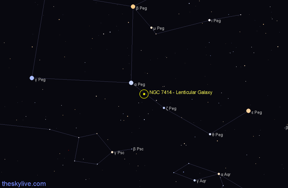 Finder chart NGC 7414 - Lenticular Galaxy in Pegasus star