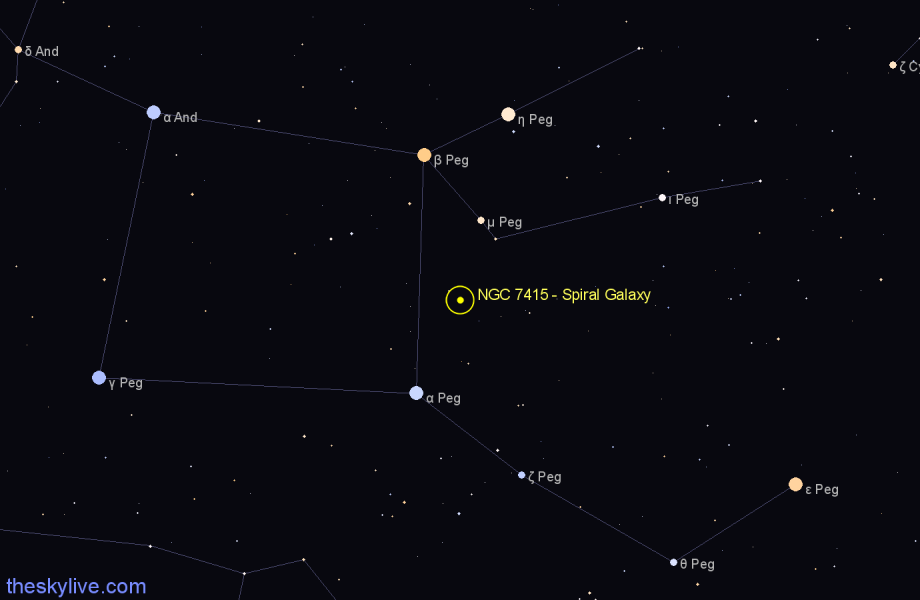 Finder chart NGC 7415 - Spiral Galaxy in Pegasus star